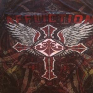Affliction, cross, wings, skull, biker. Full screened.NWOT